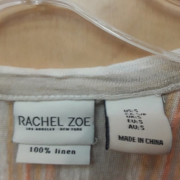 Linen Button Stripe Boho Top Rachel & Zoe Sz S B - Picture 3 of 5